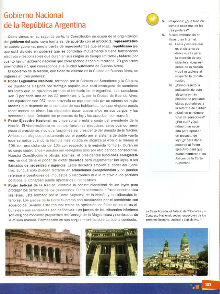 GOBIERNO ARGENTINO - División de Poderes | PDF