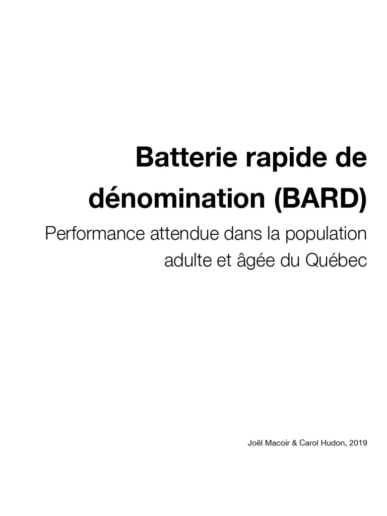 Évaluation de la BARD chez les aînés du Québec | PDF | Échantillonnage ...