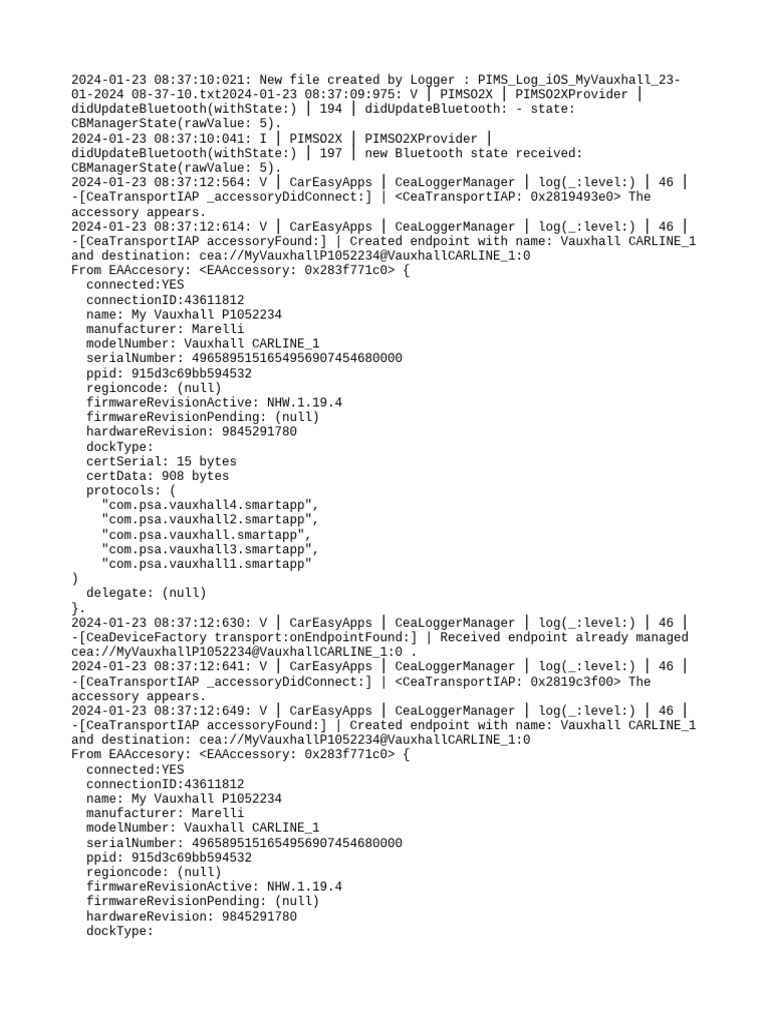 PIMS - Log - iOS - MyVauxhall - 23-01-2024 08-37-10 | PDF | Computing ...