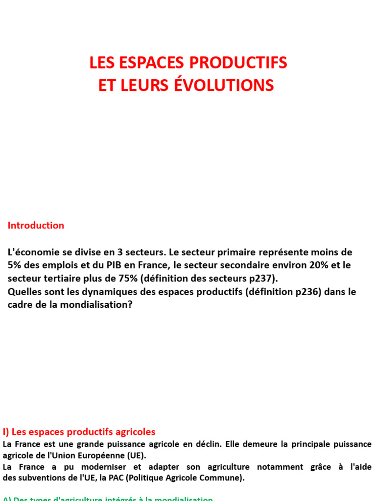 Évolutions des espaces agricoles en France | PDF | Agriculture ...
