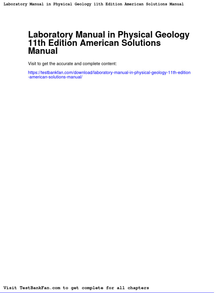 Dwnload Full Laboratory Manual in Physical Geology 11th Edition