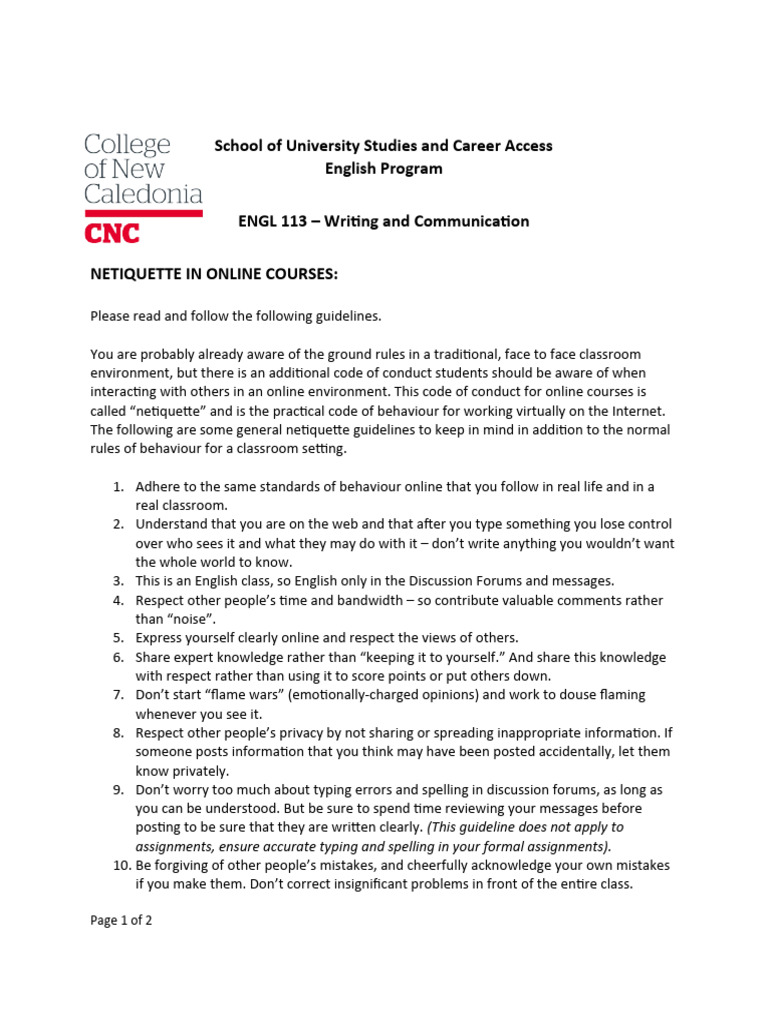 Netiquette Guidelines | PDF | Internet Forum | Educational Technology