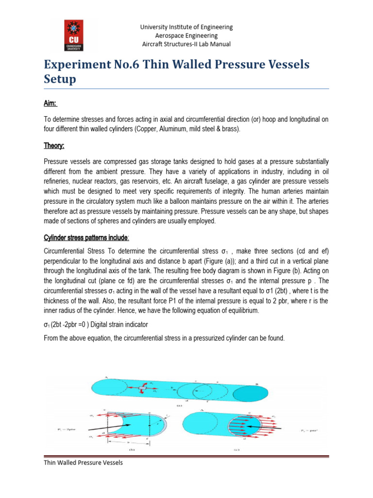 Thin Walled Pressure Vessel Apparatus Chandigarh (1) 2 | PDF | Stress ...