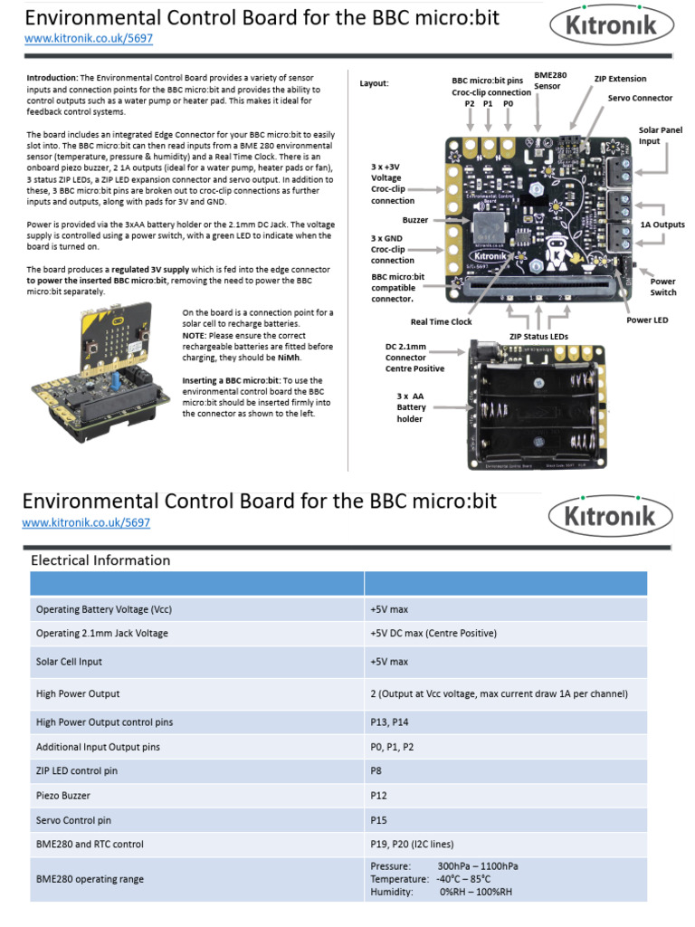 BBC micro:bit Environmental Control Board | PDF | Rechargeable Battery ...