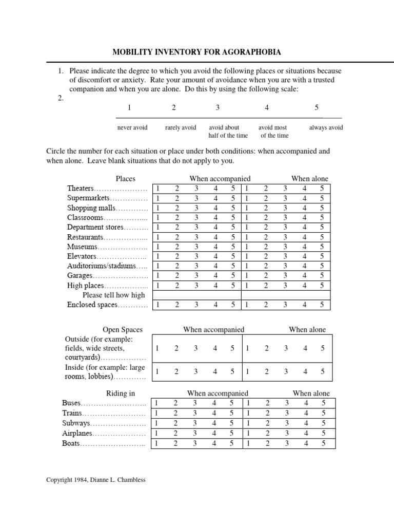 Mobility Inventory 1zjichf | PDF | Panic Attack | Panic