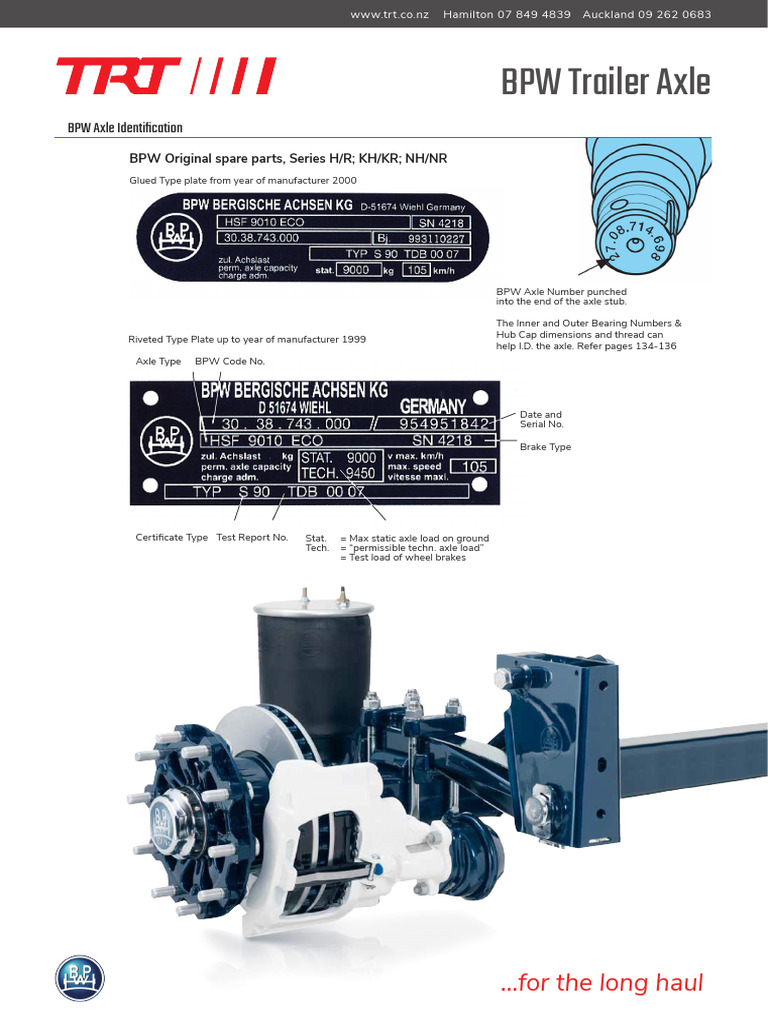 TRT BPW Trailer Axle PDF Axle Mechanical Engineering