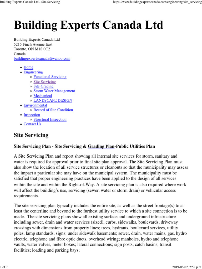 Site Servicing Plans by Building Experts | PDF | Storm Drain | Sanitary ...