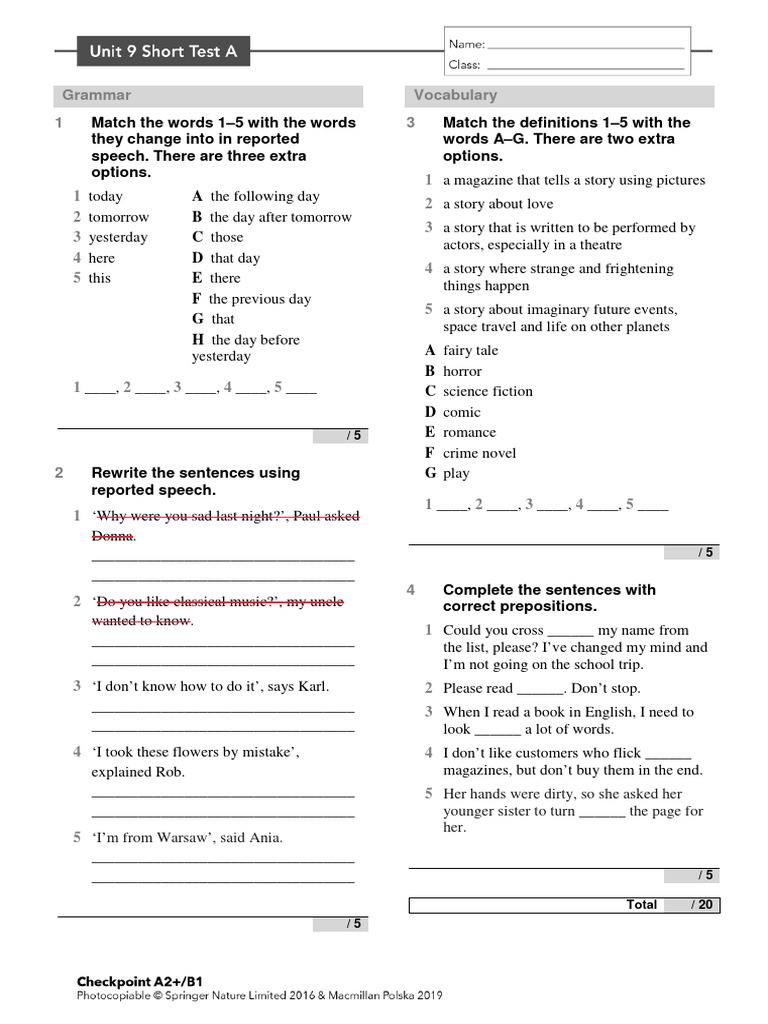 Short Test Unit 9 | PDF