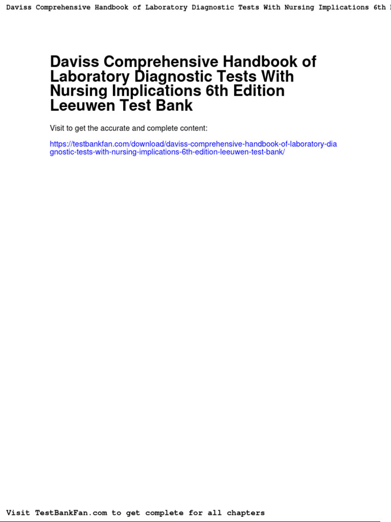 Dwnload Full Daviss Comprehensive Handbook of Laboratory Diagnostic