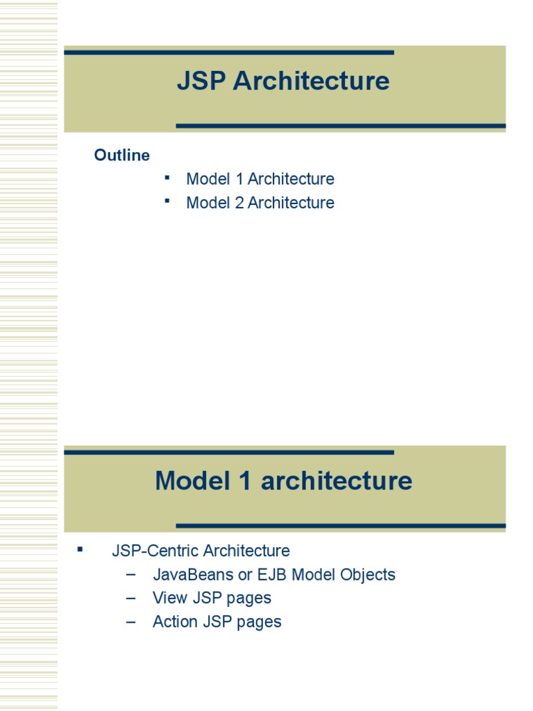 JSP Architecture | PDF | Java Server Pages | Model–View–Controller