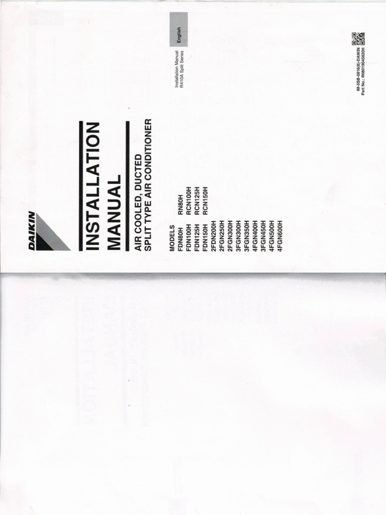 Installation Manual Air Cooled Ducted Split Type AC | PDF