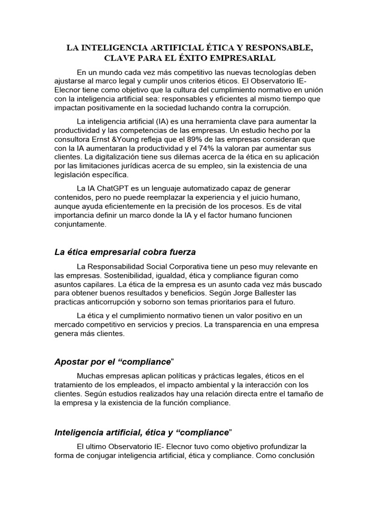 La Inteligencia Artificial Ética y Responsable | PDF | Inteligencia ...