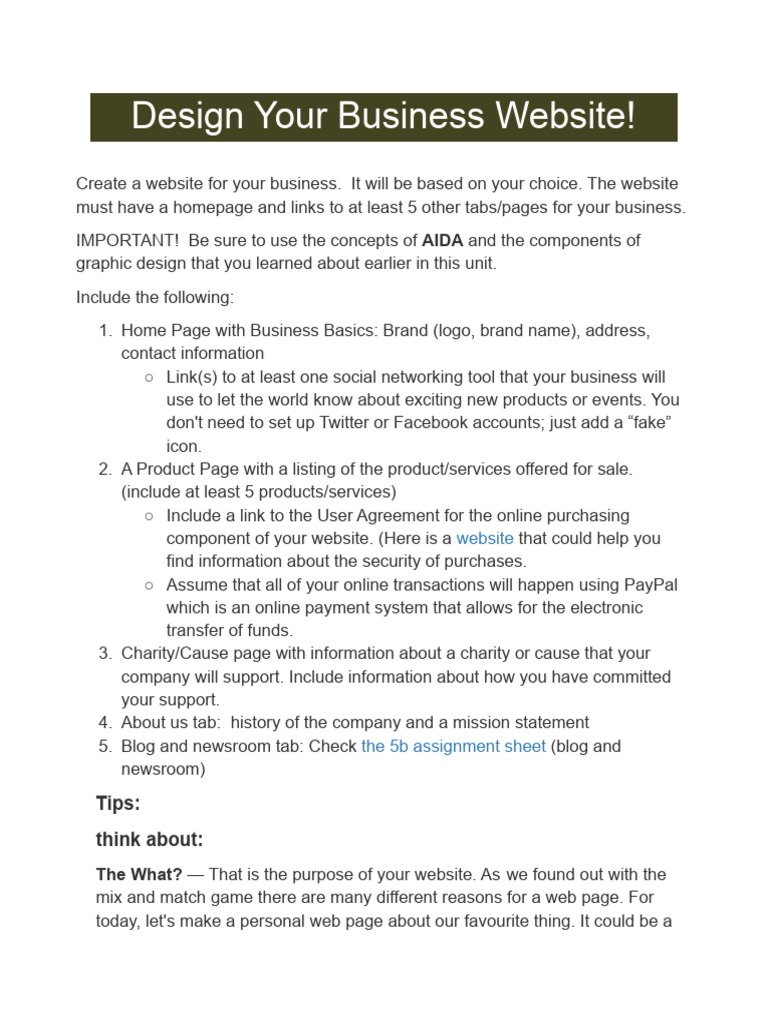5a - Design Your Business Website | PDF | Websites | Pay Pal