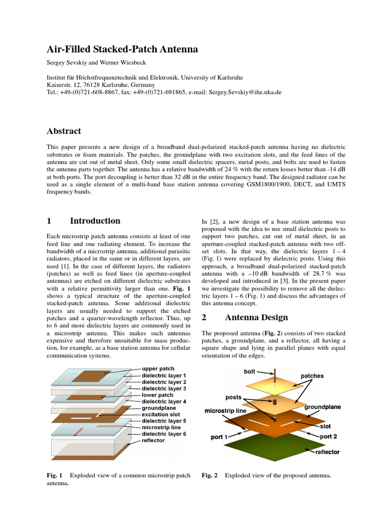 Air-Filled Stacked Patch Antenna | PDF | Antenna (Radio) | Electronics