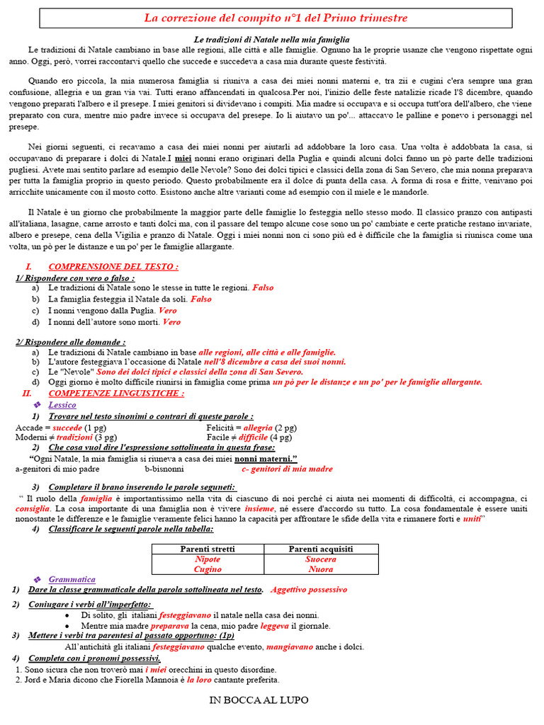 Compito 1-La Famiglia | PDF