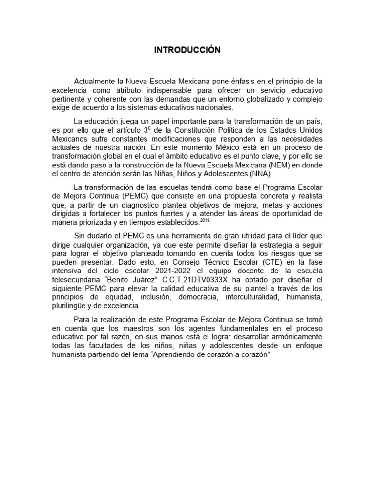 Programa escolar de mejora continua 2019 pdf m xico inclusi n