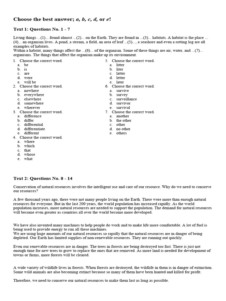 Choose the best answer junior high school english exercise pdf