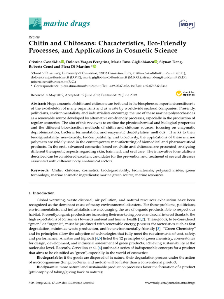 Chitin and Chitosan in Eco-Friendly Cosmetics | PDF | Acid | Biopolymer
