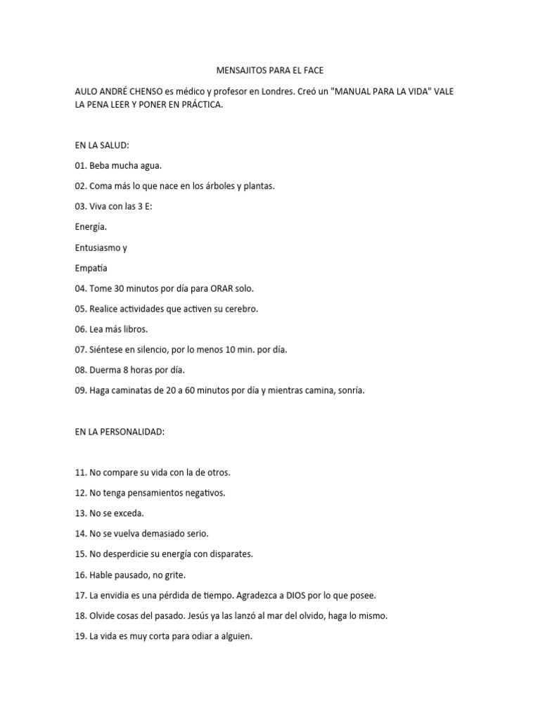 Consejos de Vida para la Felicidad | PDF