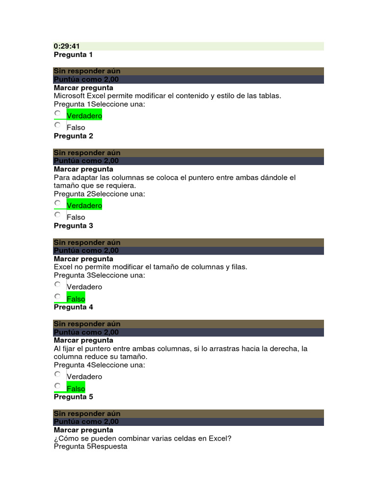 Cuestionario 2excel Basico 2024 PDF