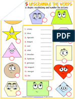 Shapes Vocabulary Esl Unscramble The Words Worksheet For Kids