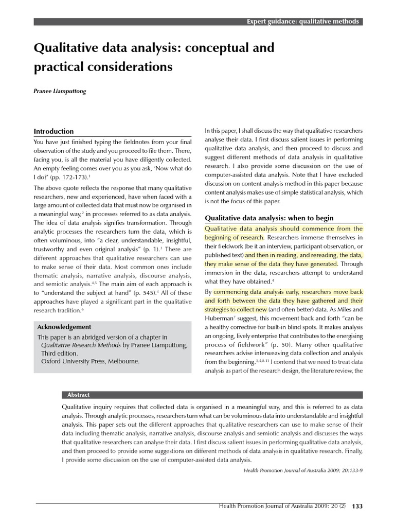 Qualitative Data Analysis Approaches | PDF | Qualitative Research ...
