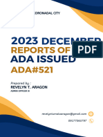 Reports of ADA#521: December