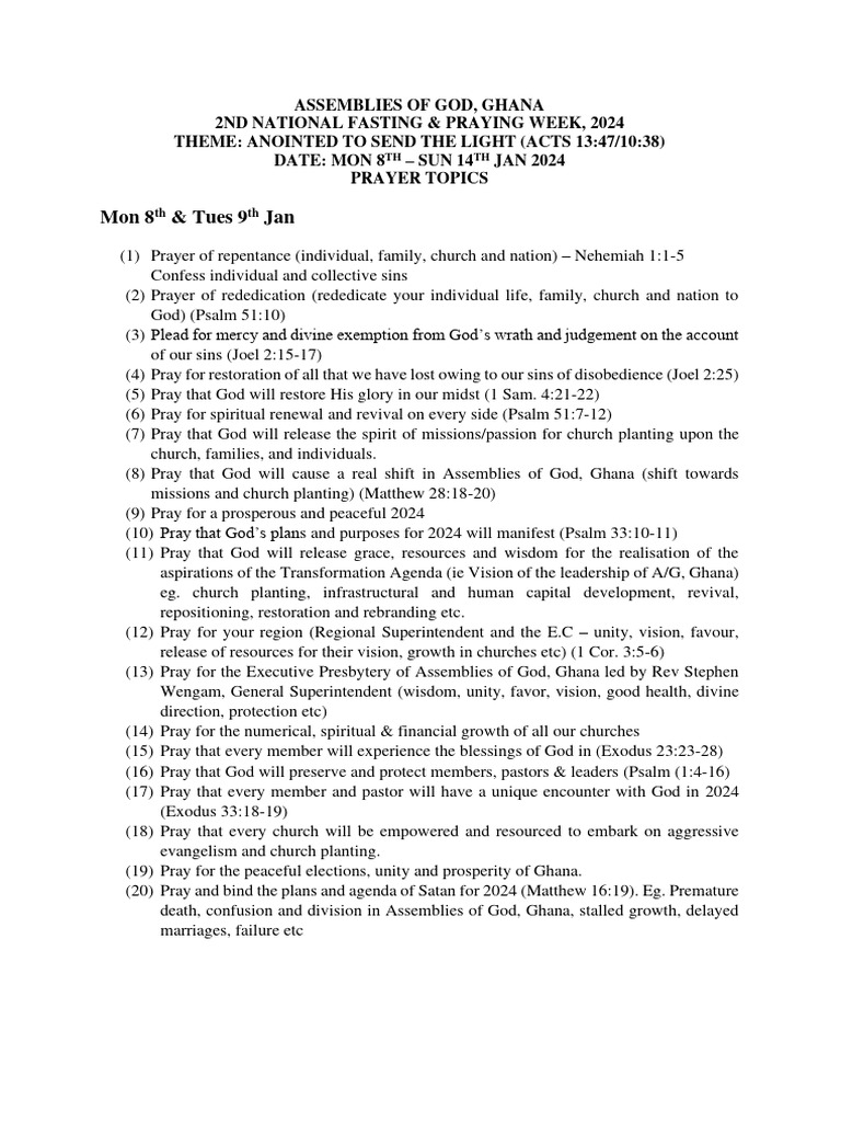 Prayer points 2nd national week of fasting and praying pdf grace in