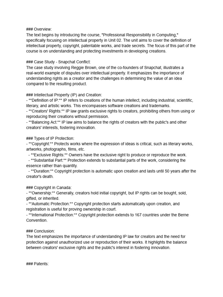 Ip And Patents 1 Pdf Intellectual Property Copyright