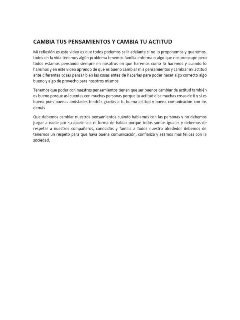 Cambia Tus Pensamientos y Cambia Tu Actitud | PDF | Crecimiento ...