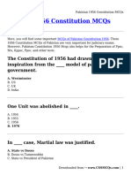 Pakistan 1956 Constitution MCQs