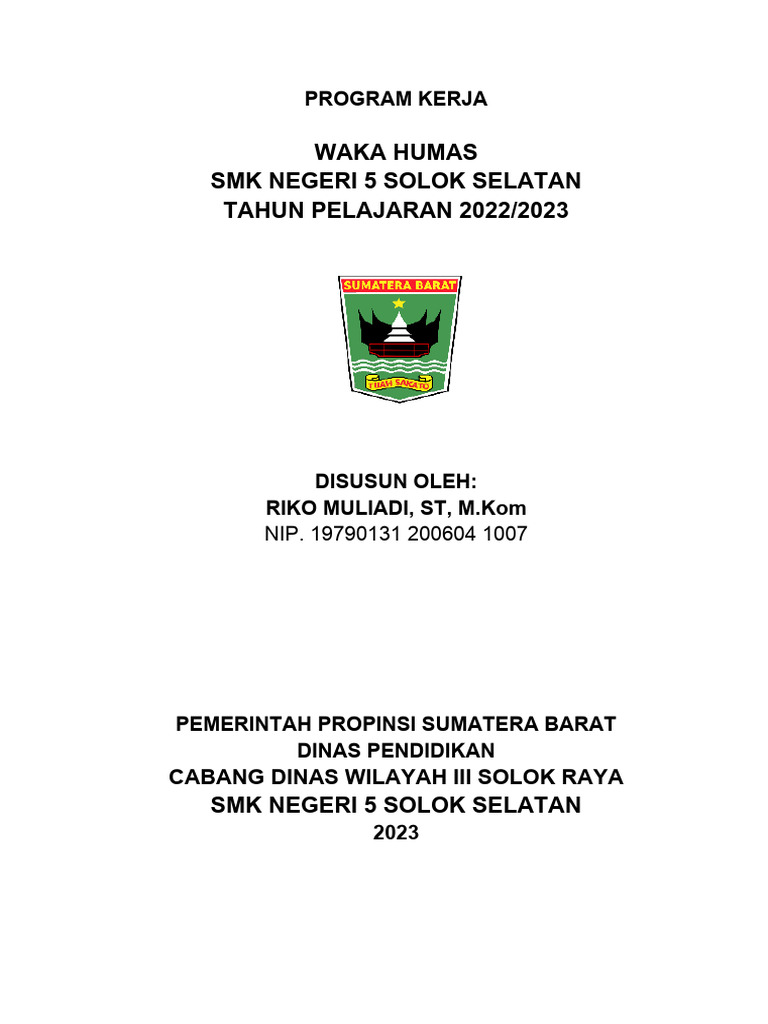 Program Kerja Waka Humas SMK 5 Solok Selatan | PDF | Karier ...