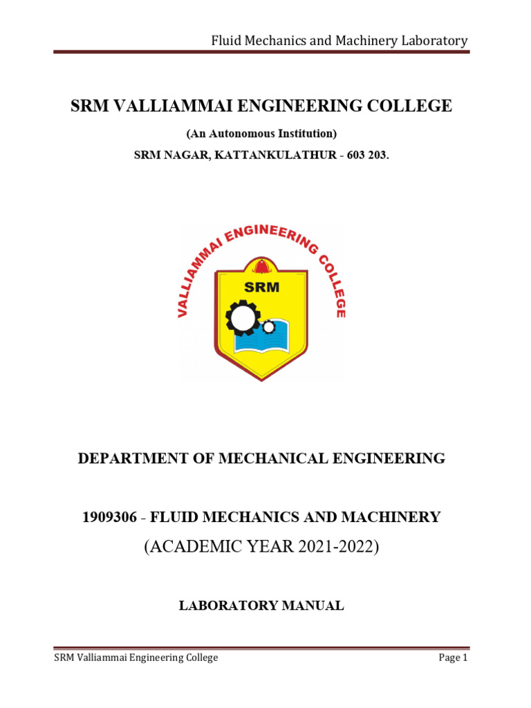 Fluid Mechanics and Machinery Laboratory | PDF | Viscosity | Pump