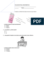 1° Grado - Evaluación Matemática