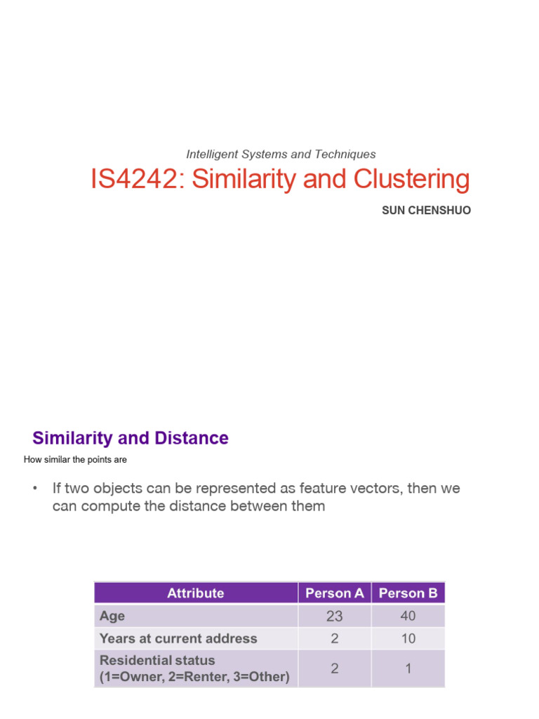 Clustering and Similarity in IS4242 | PDF | Cluster Analysis ...