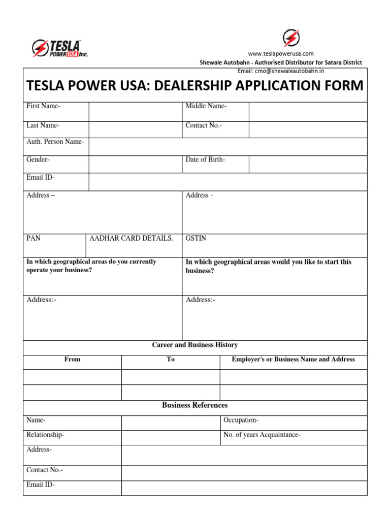 Dealership Application Form