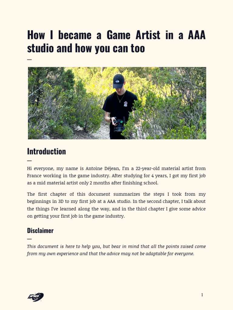 How I Became A Game Artist in A AAA Studio and How You Can Too | PDF