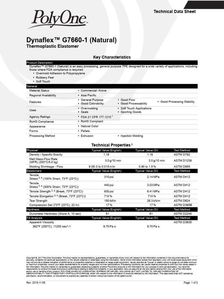 Dynaflex G7660-1 (Natural) | PDF | Polyethylene | Applied And ...