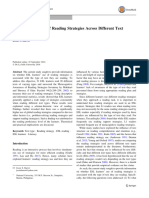 ESL learners use of reading strat across diff text types