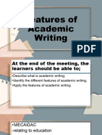 Features of Academic Writing