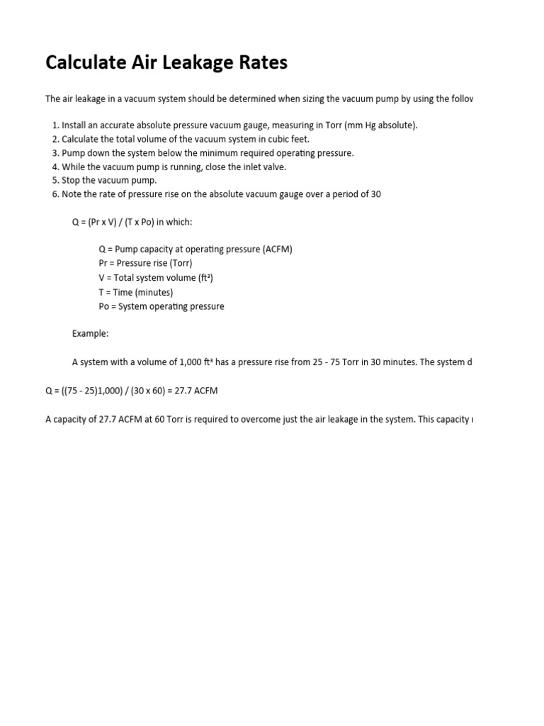 Air Leakage Rate Vacuum Pump PDF