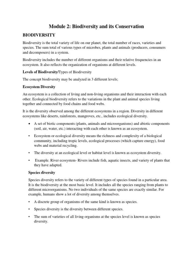 Biodiversity and Conservation Overview | PDF | Waste | Biodiversity