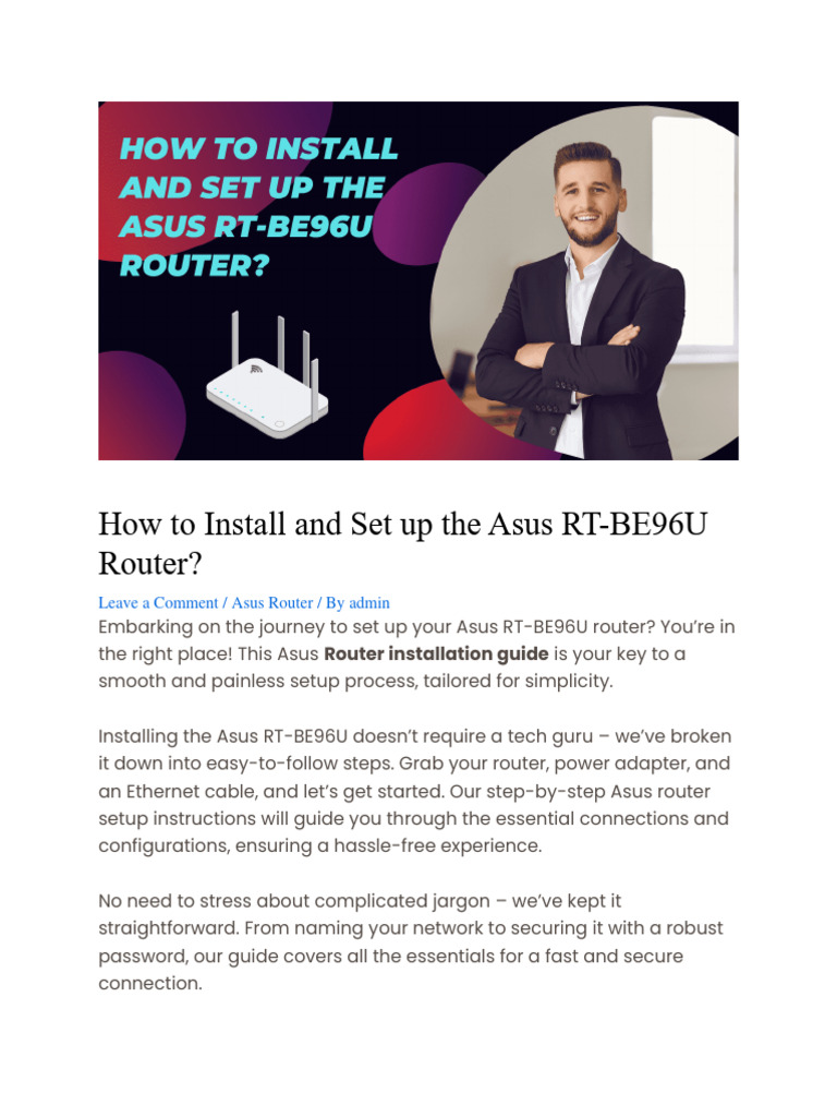 Asus RT-BE96U Router Setup Guide | PDF | Computer Network | Router ...