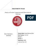 Assignment No.03: Study On Powder Compaction and Observation of Sintering