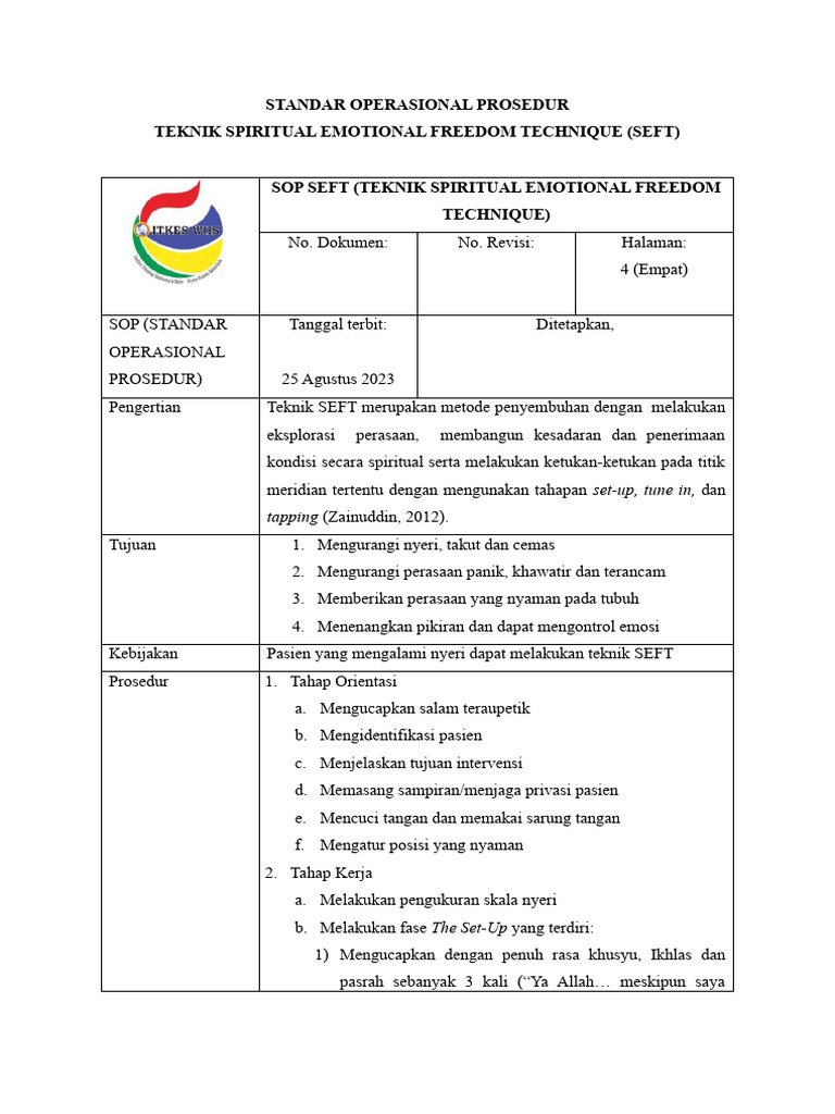 SOP Terapi SEFT untuk Penyembuhan | PDF