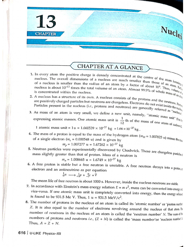 Nuclei Class 12th Physics | PDF