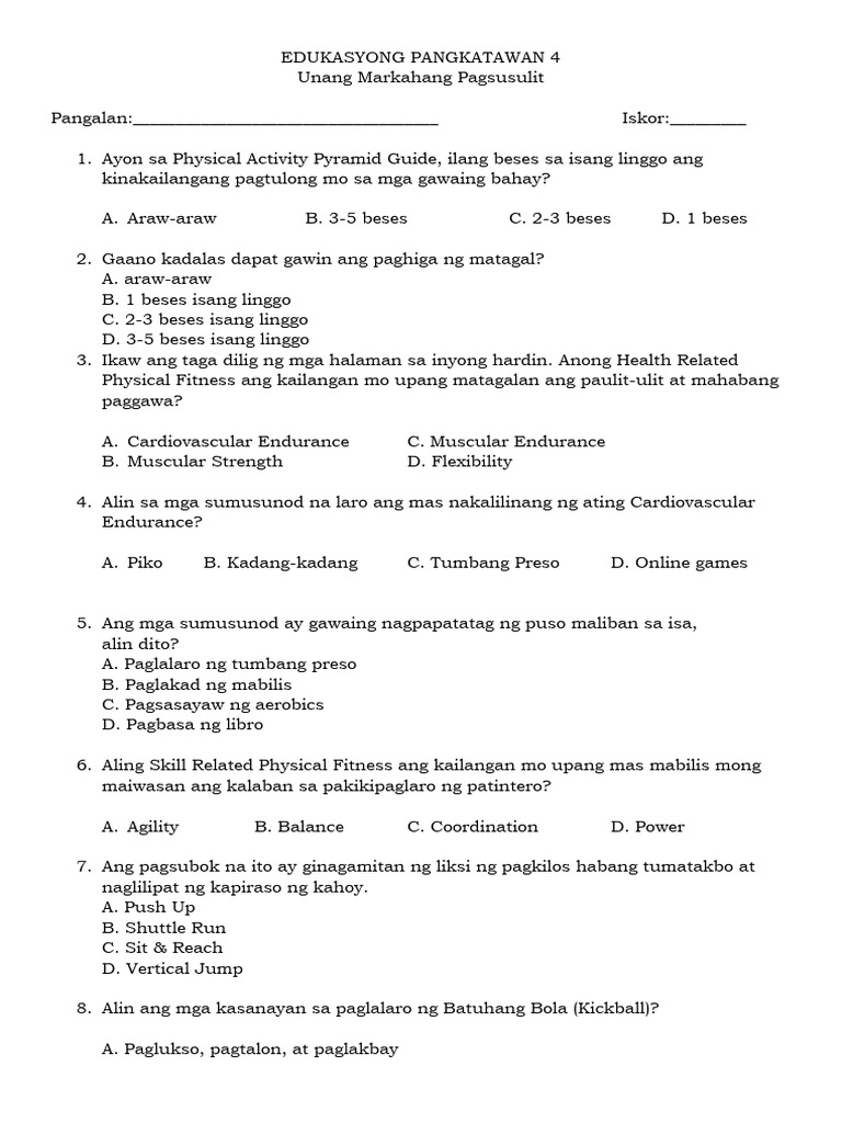 PE 1stQ | PDF