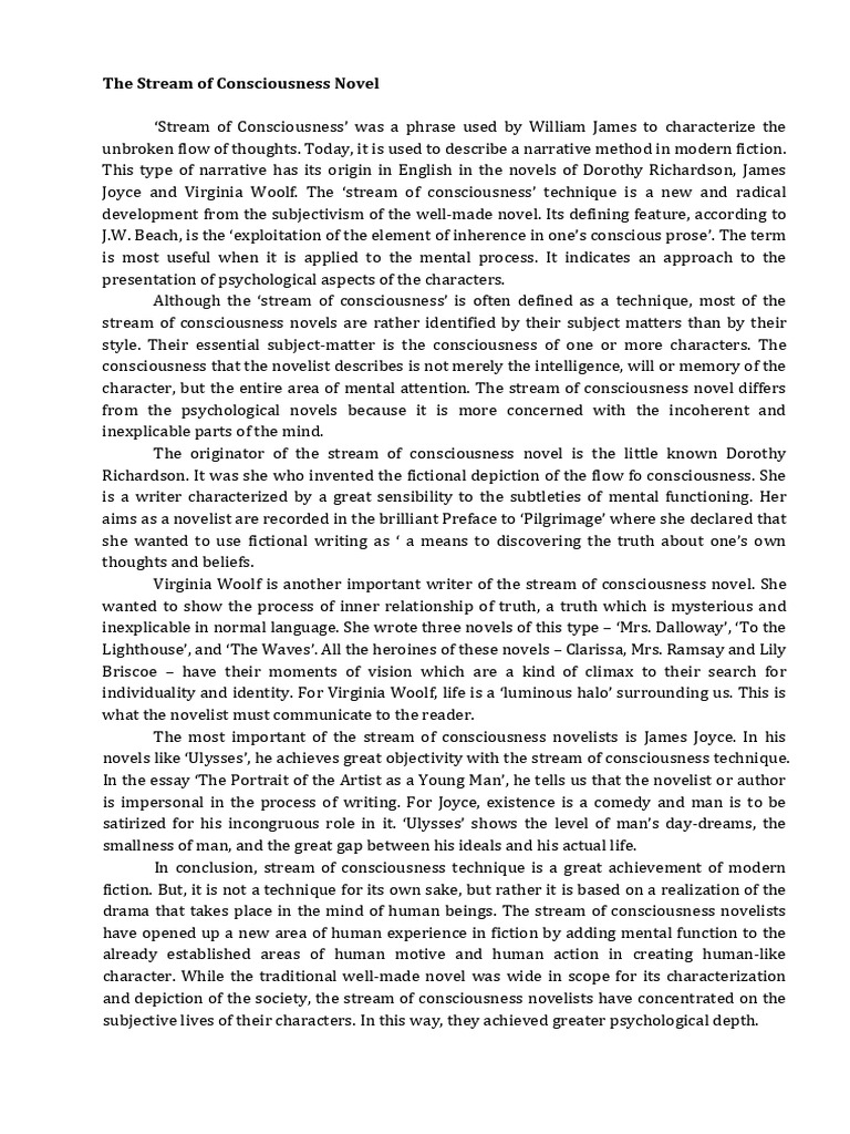 The Stream of Consciousness Novel | PDF | Consciousness | Novels