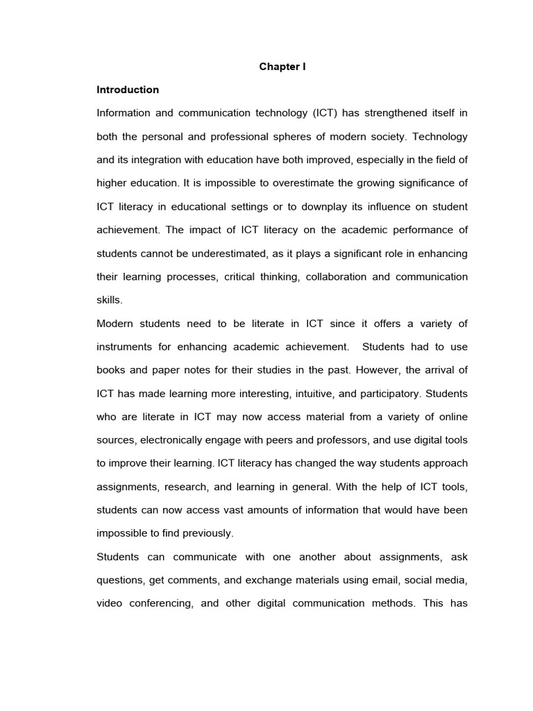 Impact of ICT Literacy on Academic Performance | PDF | Educational ...