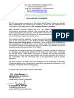Declaration of Support For DTI-Secretary Fred-Pascual (Lamac MPC)